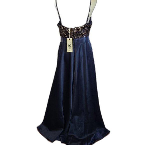 EVER-PRETTY Women's Asymmetric Skirt ,V-Neck, A-line Dress Sz: 2XL Navy Blue - Picture 6 of 16
